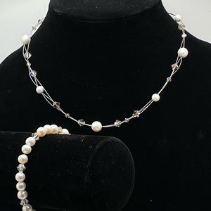 Genuine pearl & crystal necklace & bracelet!